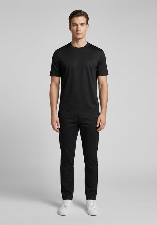 BOSS  BOSS Erkek Normal Kalıp Yuvarlak Yakalı Logo İşlemeli Yuvarlak Yakalı Pamuklu Kısa Kollu Siyah T-Shirt 50570889-001