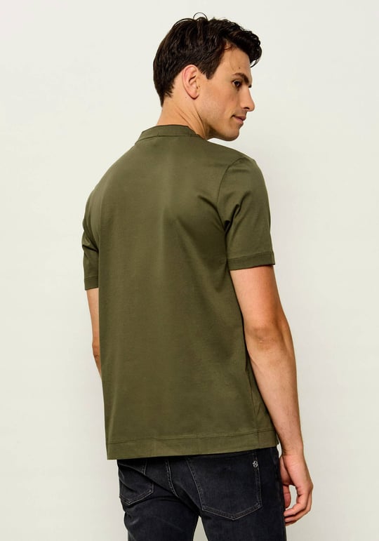 BOSS  BOSS Erkek Normal Kalıp Yuvarlak Yakalı Logo İşlemeli Yuvarlak Yakalı Pamuklu Kısa Kollu Haki T-Shirt 50570889-347