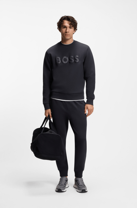 BOSS  BOSS Erkek Normal Kesim Beli ve Paçası Lastikli Esnek Pamuklu Lacivert Eşofman Altı 50555505-402