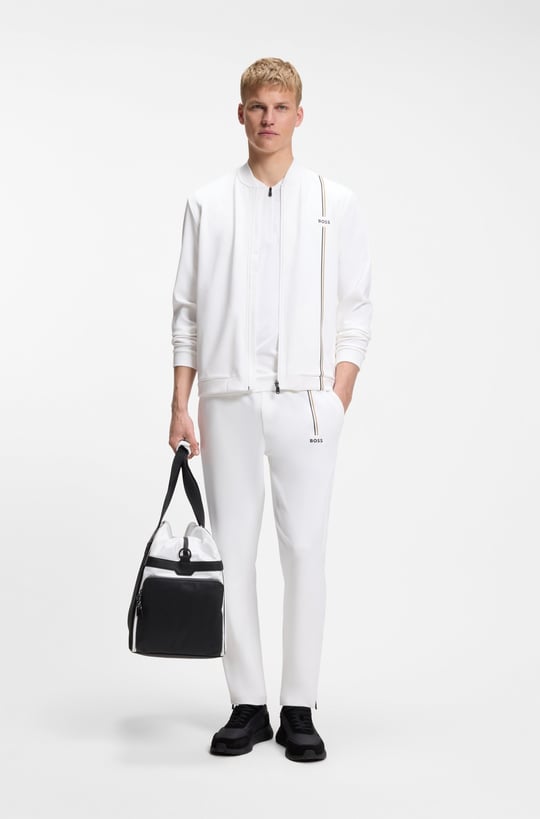BOSS  BOSS Erkek Normal Kesim Isı Düzenleyici Esnek Gabardin Kumaşlı Beyaz Eşofman Altı 50563330-100