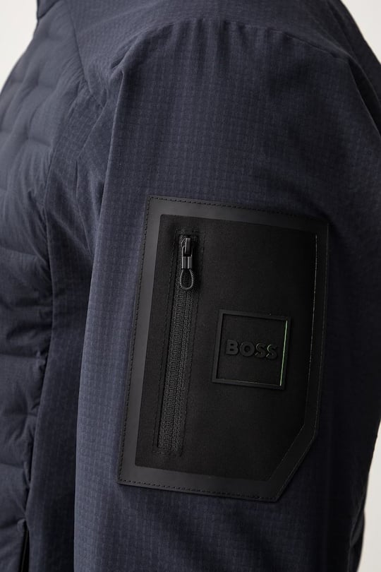 BOSS  BOSS Erkek Normal Kesim Kuş Tüyü Dolgulu Kapitone Desenli Dik Yakalı Su Geçirmez Lacivert Mont 50566761-402