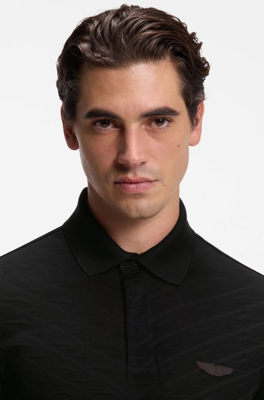 BOSS  BOSS Erkek Normal Kesim Logo Etiketli Pamuklu Jakarlı Kısa Kollu Siyah Polo Yaka T-Shirt 50565174-001
