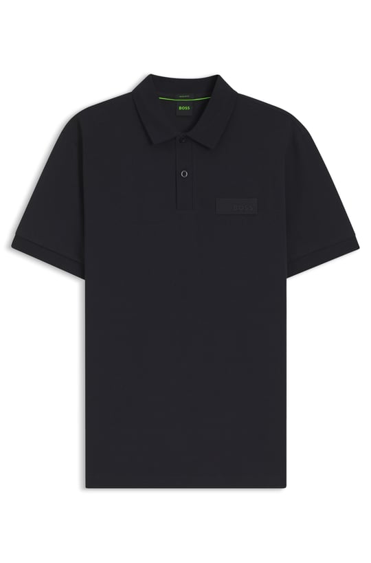 BOSS  BOSS Erkek Normal Kesim Logo Etiketli Nefes Alabilen Pamuklu Pike Kumaş Kısa Kollu Lacivert Polo Yaka T-Shirt 50565163-402