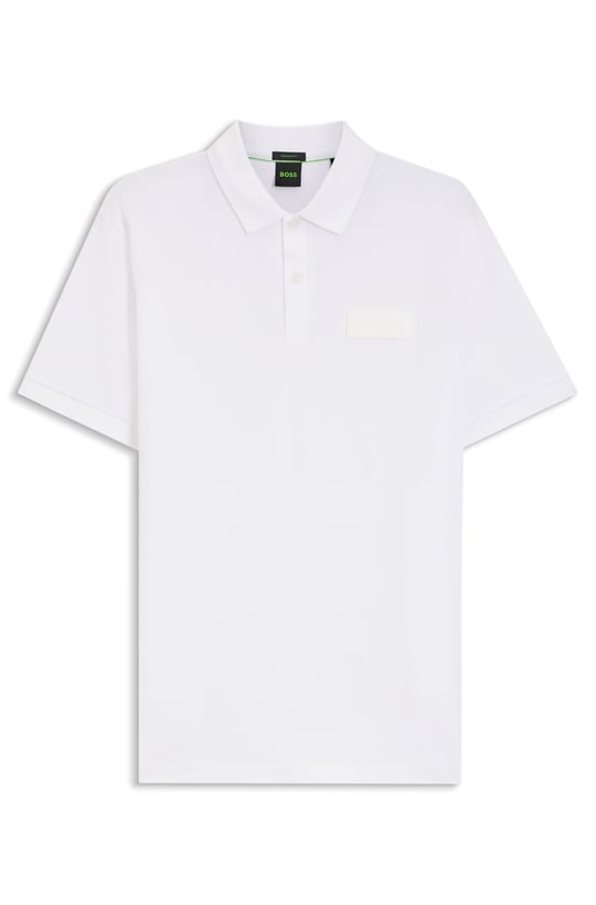 BOSS  BOSS Erkek Normal Kesim Logo Etiketli Nefes Alabilen Pamuklu Pike Kumaş Kısa Kollu Beyaz Polo Yaka T-Shirt 50565163-100