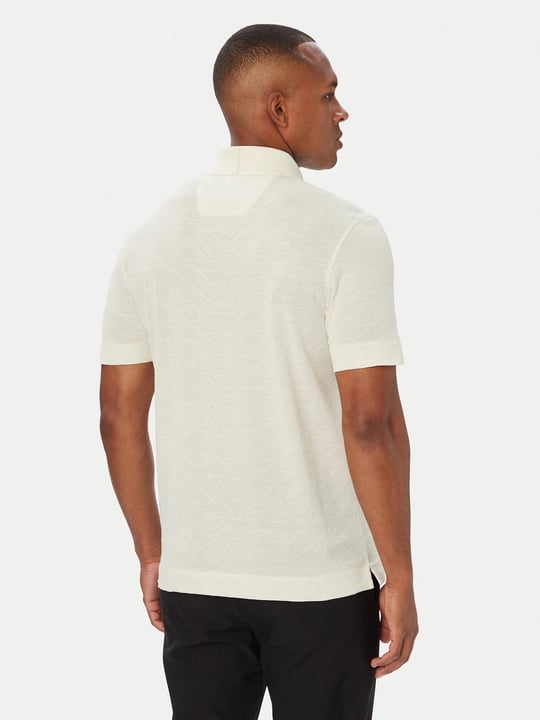 BOSS  BOSS Erkek Normal Kesim Logo Etiketli Pamuklu Jakarlı Kısa Kollu Ekru Polo Yaka T-Shirt 50565174-118