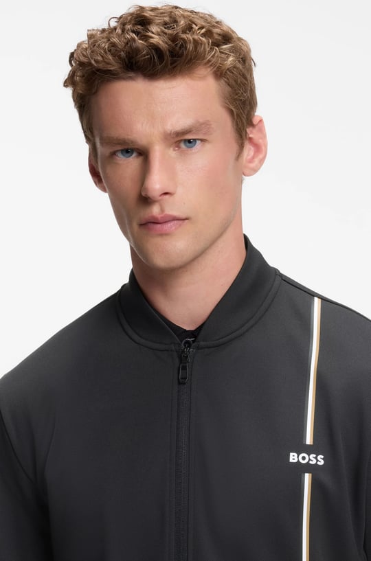 BOSS  BOSS Erkek Normal Kesim Nem Yönetimi Özellikli Esnek Gabardin Kumaşlı Siyah Sweatshirt 50563352-001