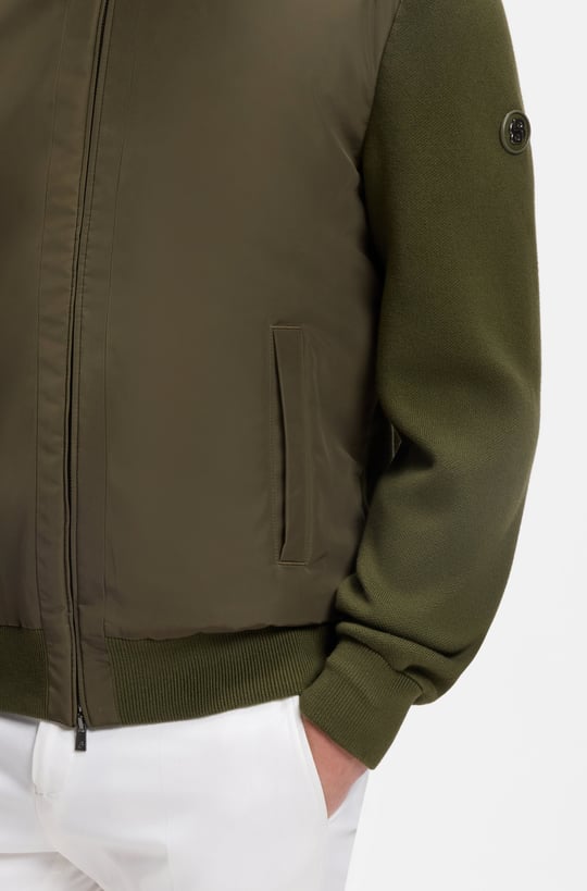 BOSS  BOSS Erkek Normal Kesim Pamuklu Uzun Kollu Bomber Haki Ceket 50565508-347