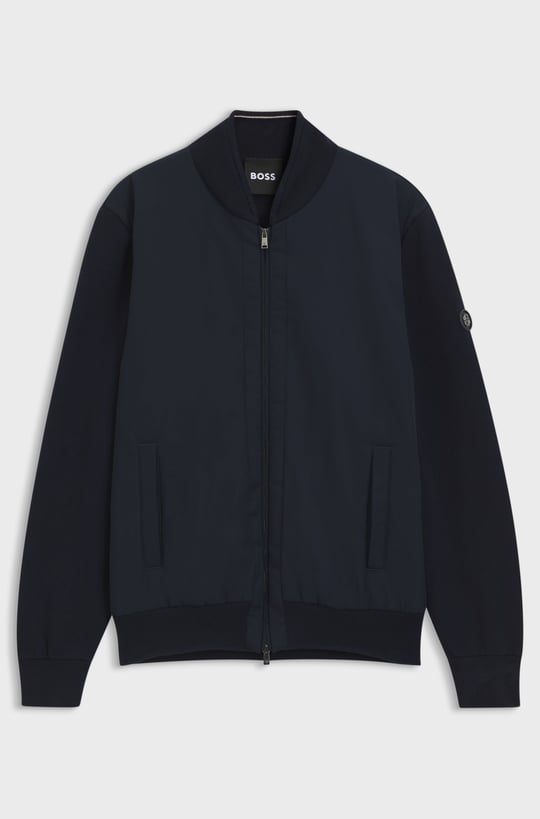 BOSS  BOSS Erkek Normal Kesim Pamuklu Uzun Kollu Bomber Lacivert Ceket 50565508-404