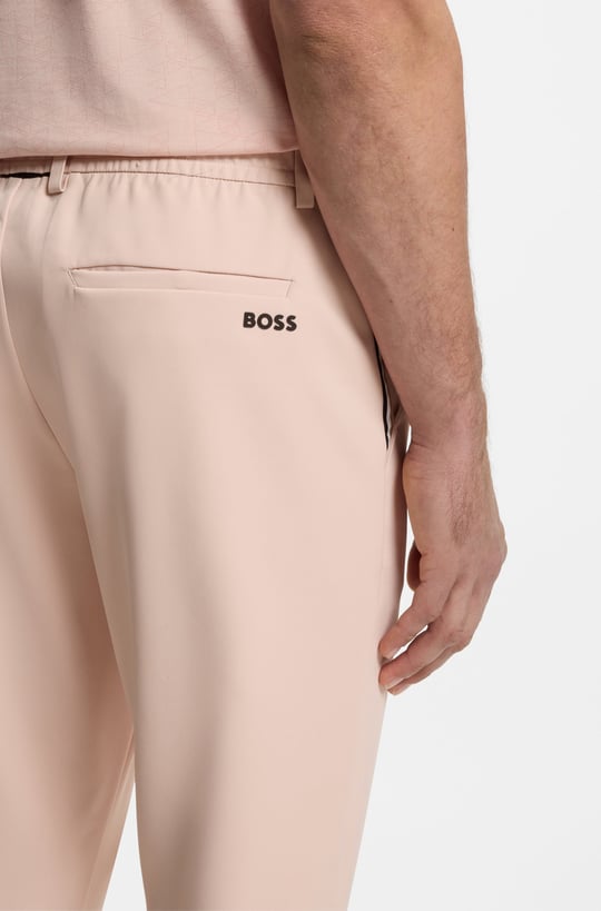 BOSS  BOSS Erkek Normal Kesim Su Geçirmez Esnek Kumaş Elastik Bel Bantlı Düz Paça Açık Turuncu Pantolon 50564285-835