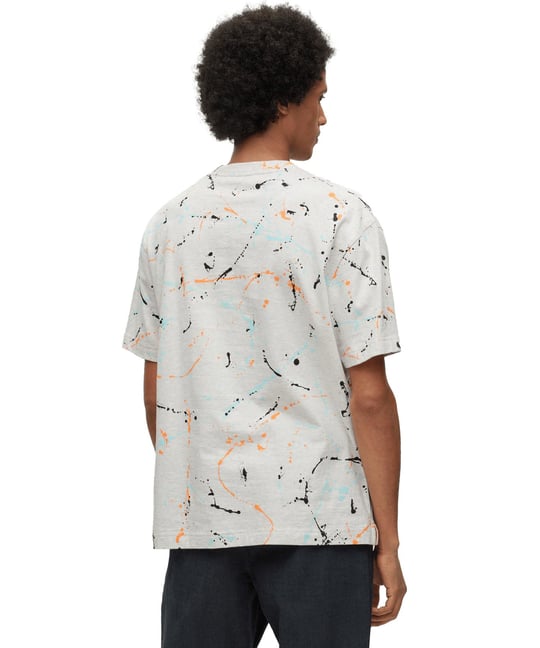 BOSS BOSS Erkek oversize fit Kısa Kollu desenli Bisiklet Yaka Çok Renkli T-Shirt 50486513-071