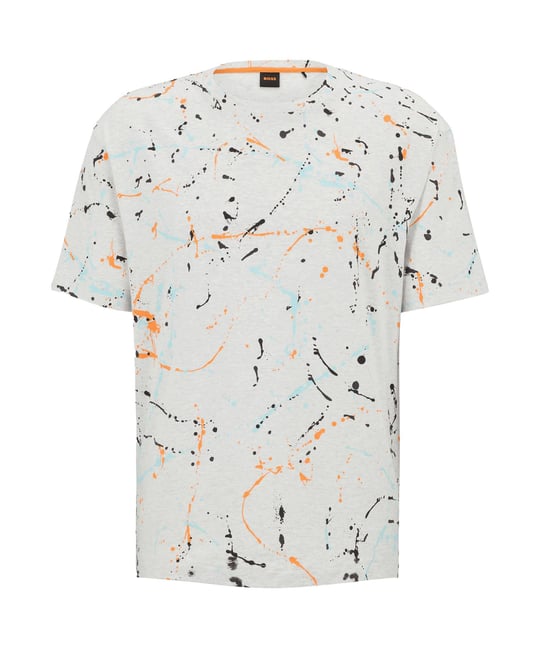 BOSS BOSS Erkek oversize fit Kısa Kollu desenli Bisiklet Yaka Çok Renkli T-Shirt 50486513-071
