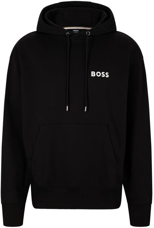 BOSS BOSS Erkek oversize fit Uzun Kollu Düz kapuşonlu yaka Siyah Sweatshirt 50472985-001