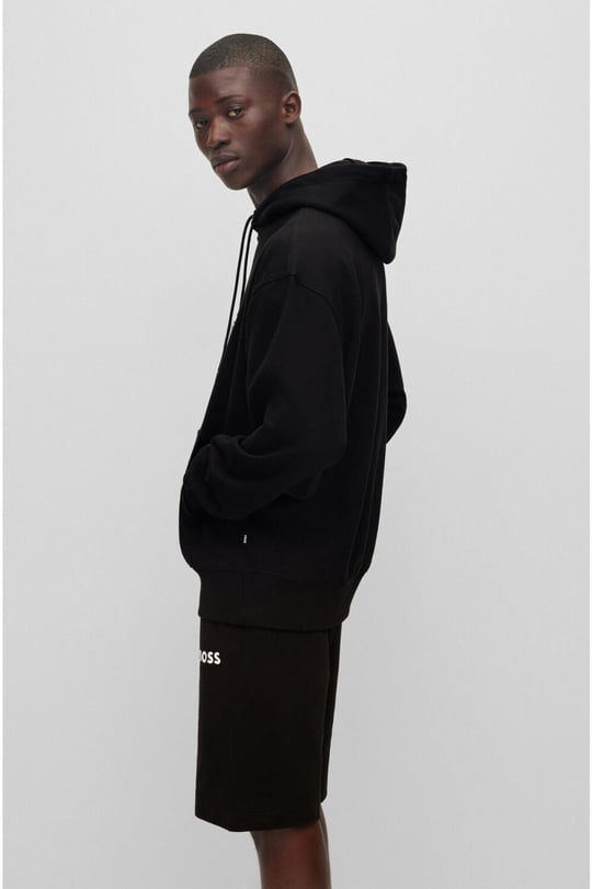 BOSS BOSS Erkek oversize fit Uzun Kollu Düz kapuşonlu yaka Siyah Sweatshirt 50472985-001