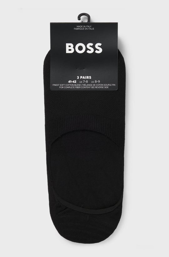 BOSS  BOSS Erkek Pamuklu 3'lü Bilek Altı Siyah Çorap 50541442-001