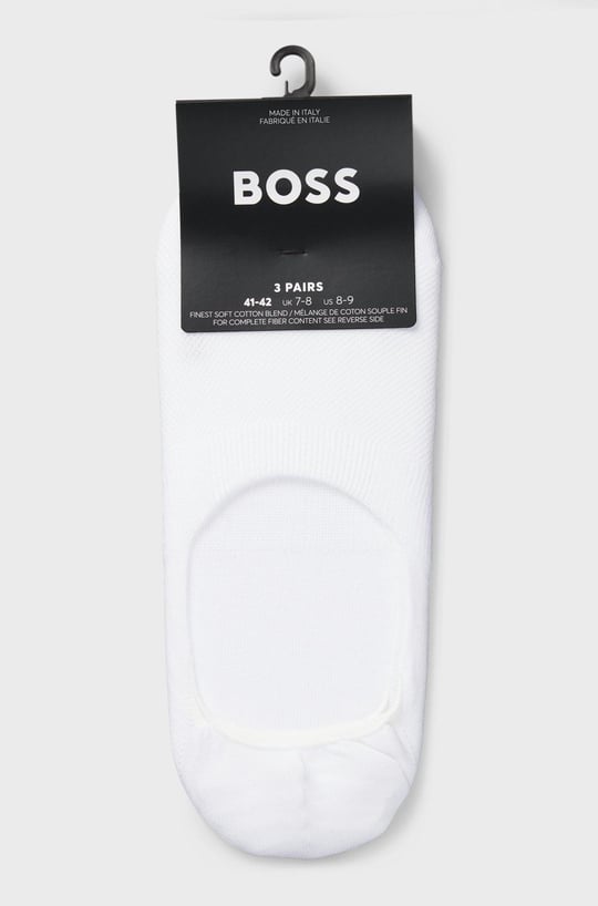 BOSS  BOSS Erkek Pamuklu 3'lü Bilek Altı Beyaz Çorap 50541442-100
