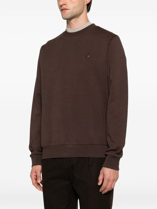 BOSS  BOSS Erkek Pamuklu İnterlok Kumaş Yuvarlak Yakalı Logolu Kahverengi Sweatshirt 50555830-209