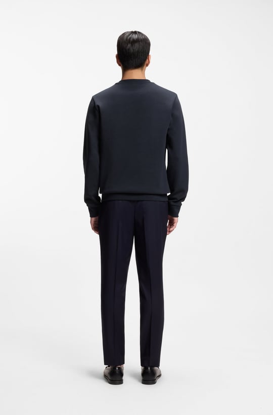 BOSS  BOSS Erkek Pamuklu İnterlok Kumaş Yuvarlak Yakalı Logolu Lacivert Sweatshirt 50555830-404