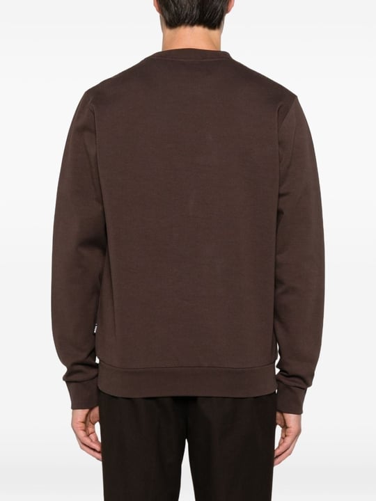 BOSS  BOSS Erkek Pamuklu İnterlok Kumaş Yuvarlak Yakalı Logolu Kahverengi Sweatshirt 50555830-209