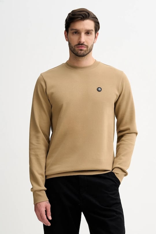 BOSS  BOSS Erkek Pamuklu İnterlok Kumaş Yuvarlak Yakalı Logolu Gri Sweatshirt 50555830-252