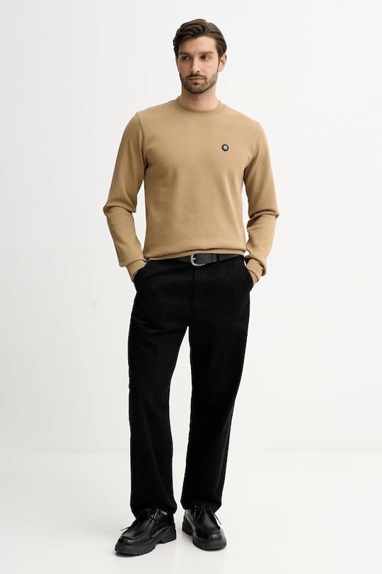 BOSS  BOSS Erkek Pamuklu İnterlok Kumaş Yuvarlak Yakalı Logolu Gri Sweatshirt 50555830-252