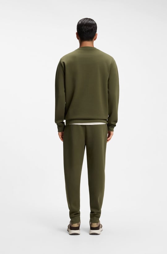 BOSS  BOSS Erkek Pamuklu İnterlok Kumaş Yuvarlak Yakalı Logolu Haki Sweatshirt 50555830-347