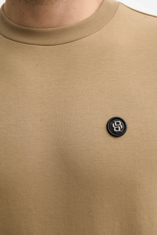 BOSS  BOSS Erkek Pamuklu İnterlok Kumaş Yuvarlak Yakalı Logolu Gri Sweatshirt 50555830-252