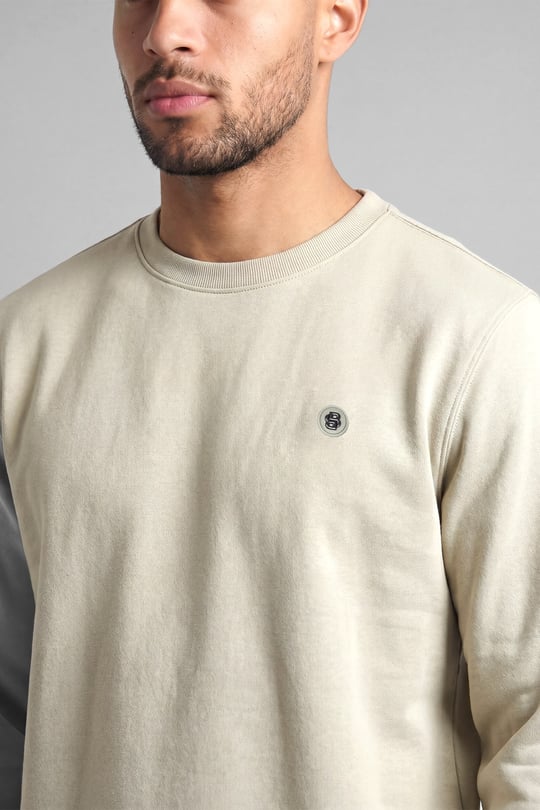 BOSS  BOSS Erkek Pamuklu İnterlok Kumaş Yuvarlak Yakalı Logolu Gri Sweatshirt 50555830-254