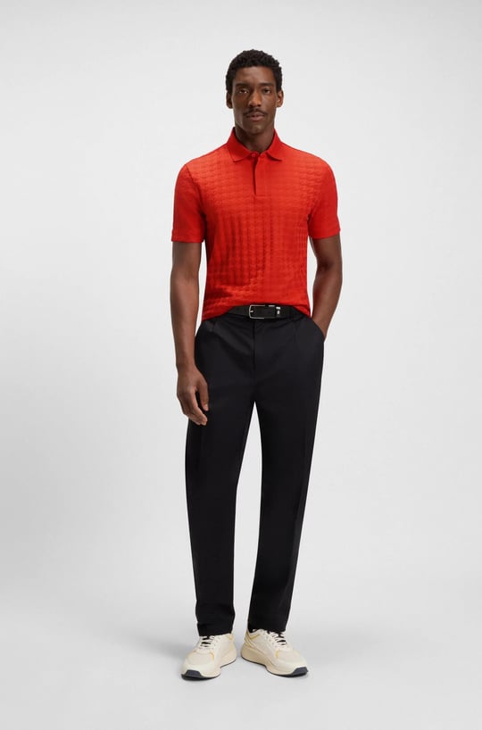BOSS BOSS Erkek Pamuklu Marka Logolu Kısa Kollu Polo Yaka Kırmızı Polo Yaka T-Shirt 50543666-802