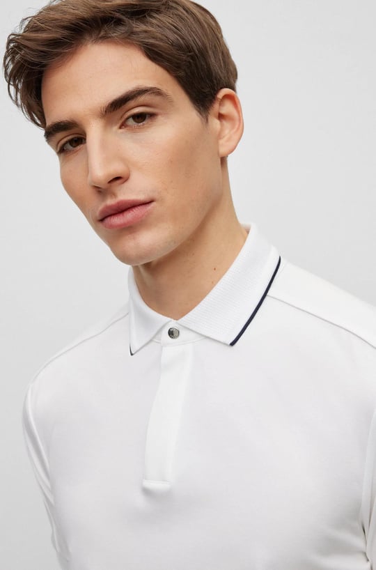 BOSS BOSS Erkek Pamuklu Polo Yaka Kısa Kollu Günlük Kullanım Beyaz Polo Yaka T-Shirt 50486203-100