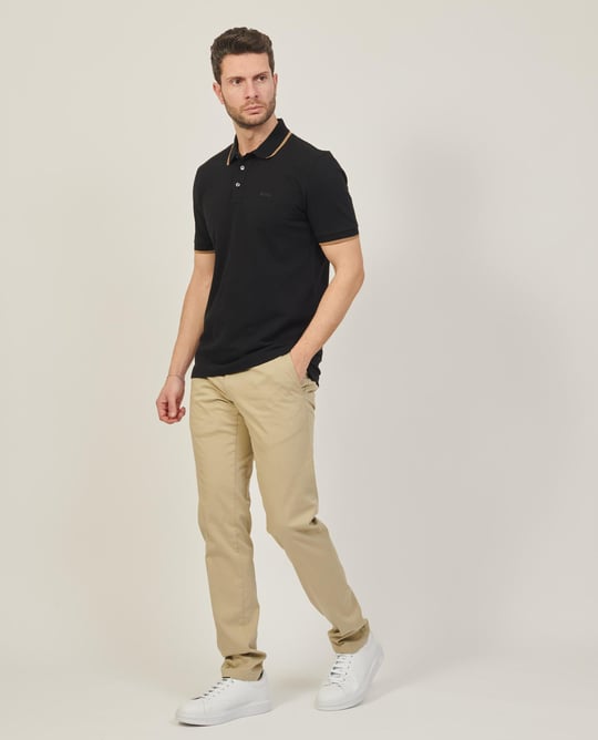 BOSS BOSS Erkek Pamuklu Polo Yakalı Düğme Kapamalı Kısa Kollu Siyah1 Polo Yaka T-Shirt 50494697-002