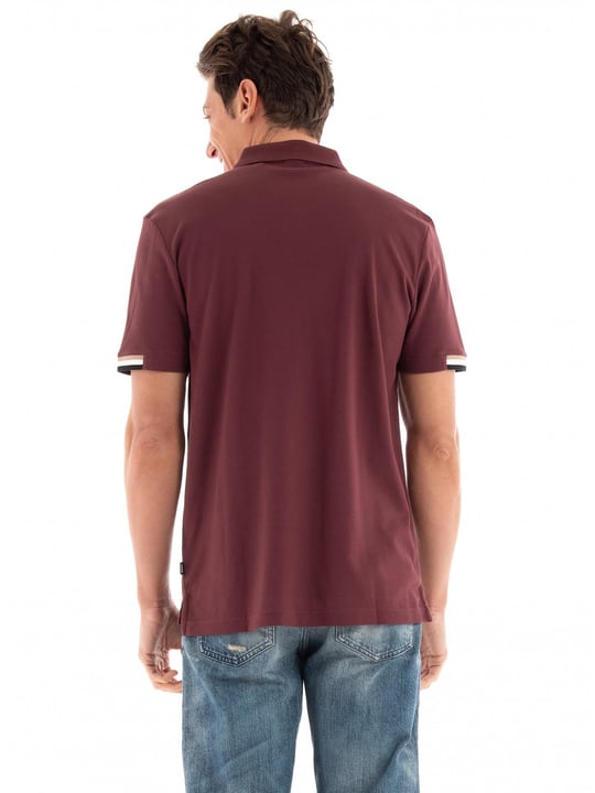 BOSS BOSS Erkek Pamuklu Polo Yakalı Düğme Kapamalı Kısa Kollu Bordo Polo Yaka T-Shirt 50467113-601