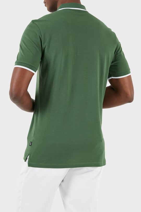 BOSS  BOSS Erkek Pamuklu Polo Yakalı Düğme Kapamalı Kısa Kollu Yeşil Polo Yaka T-Shirt 50494697-348