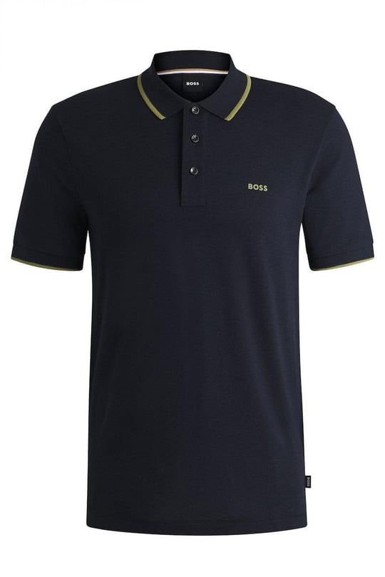 BOSS BOSS Erkek Pamuklu Polo Yakalı Düğme Kapamalı Kısa Kollu Lacivert1 Polo Yaka T-Shirt 50494697-410