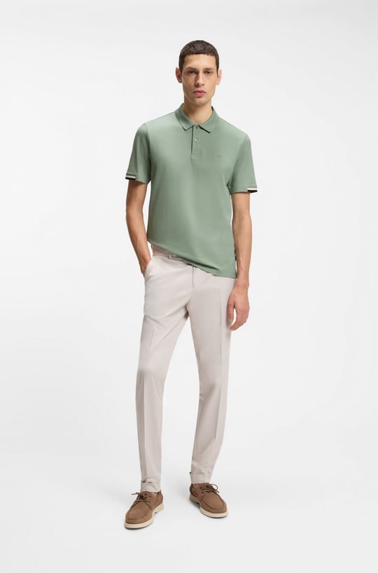 BOSS  BOSS Erkek Pamuklu Polo Yakalı Düğme Kapamalı Kısa Kollu Haki1 Polo Yaka T-Shirt 50467113-373