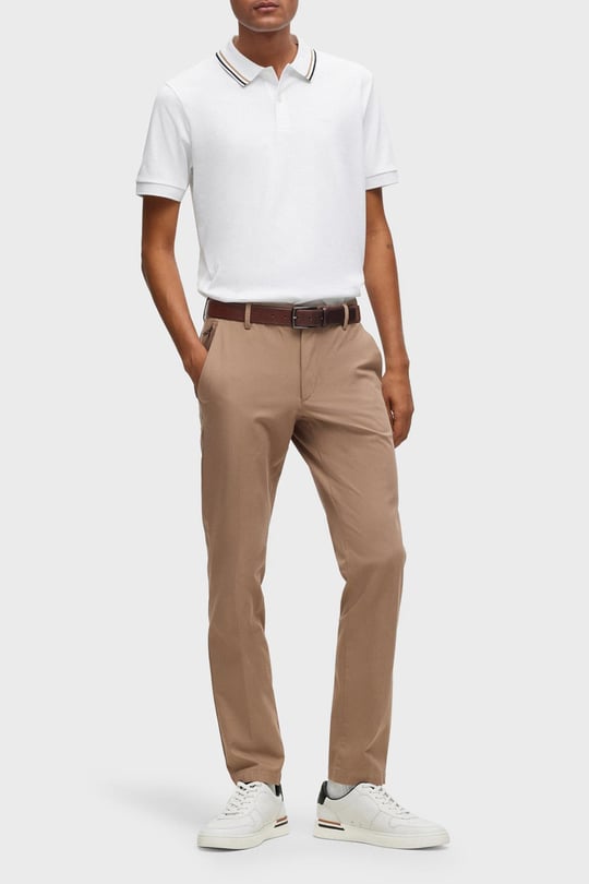 BOSS BOSS Erkek Pamuklu Polo Yakalı Düğme Kapamalı Kısa Kollu Beyaz Polo Yaka T-Shirt 50469360-100