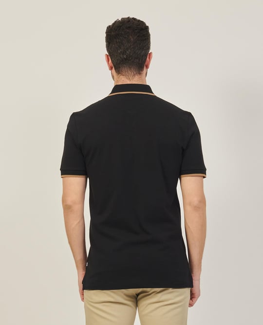 BOSS BOSS Erkek Pamuklu Polo Yakalı Düğme Kapamalı Kısa Kollu Siyah1 Polo Yaka T-Shirt 50494697-002