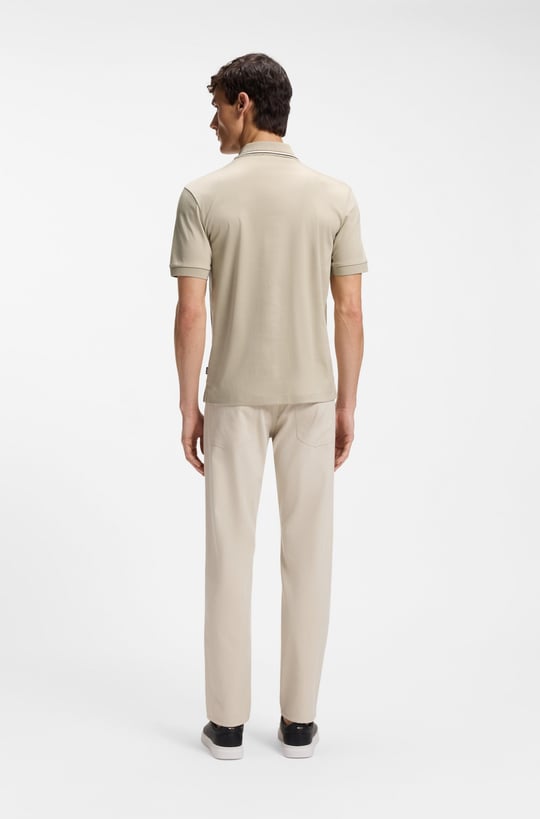 BOSS  BOSS Erkek Pamuklu Polo Yakalı Düğme Kapamalı Kısa Kollu Bej Polo Yaka T-Shirt 50469360-286