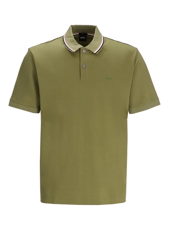BOSS BOSS Erkek Pamuklu Polo Yakalı Düğme Kapamalı Kısa Kollu Yeşil Polo Yaka T-Shirt 50469360-311