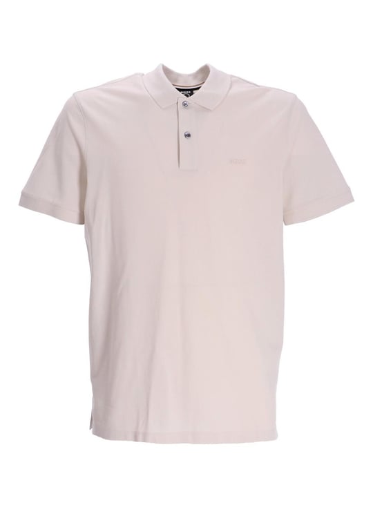 BOSS BOSS Erkek Pamuklu Polo Yakalı Düğme Kapamalı Kısa Kollu Bej Polo Yaka T-Shirt 50468301-131