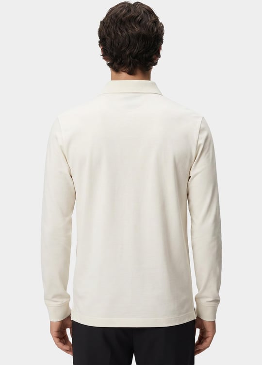 BOSS  BOSS Erkek Pamuklu Polo Yakalı Düğme Kapamalı Uzun Kollu Ekru Polo Yaka T-Shirt 50468392-118