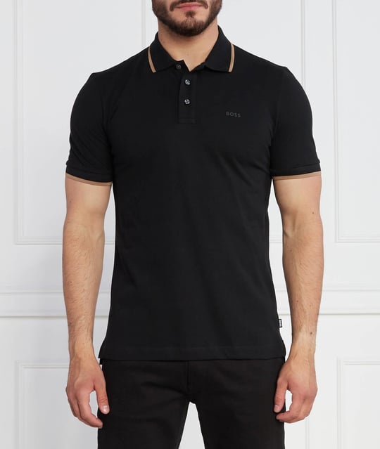 BOSS BOSS Erkek Pamuklu Polo Yakalı Düğme Kapamalı Kısa Kollu Siyah Polo Yaka T-Shirt 50494697-001