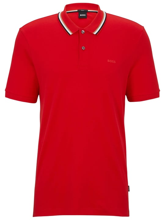 BOSS BOSS Erkek Pamuklu Polo Yakalı Düğme Kapamalı Kısa Kollu Kırmızı Polo Yaka T-Shirt 50469360-628