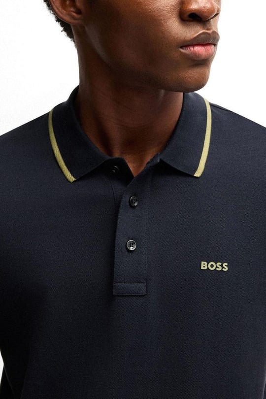 BOSS BOSS Erkek Pamuklu Polo Yakalı Düğme Kapamalı Kısa Kollu Lacivert1 Polo Yaka T-Shirt 50494697-410