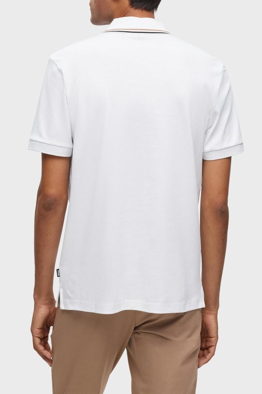 BOSS BOSS Erkek Pamuklu Polo Yakalı Düğme Kapamalı Kısa Kollu Beyaz Polo Yaka T-Shirt 50469360-100