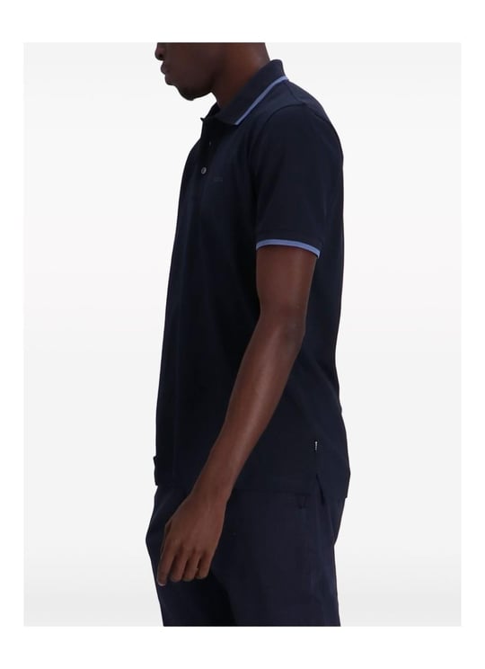 BOSS BOSS Erkek Pamuklu Polo Yakalı Düğme Kapamalı Kısa Kollu Lacivert Polo Yaka T-Shirt 50494697-406