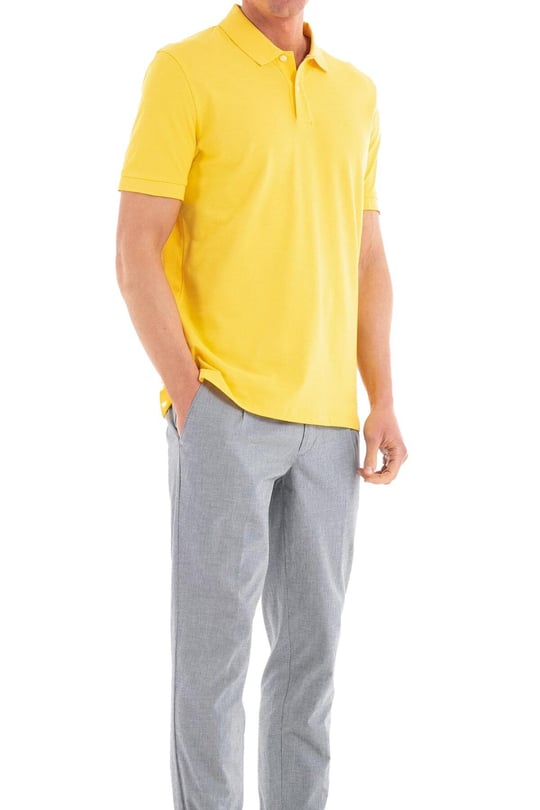 BOSS BOSS Erkek Pamuklu Polo Yakalı Düğme Kapamalı Kısa Kollu Sarı1 Polo Yaka T-Shirt 50468301-731