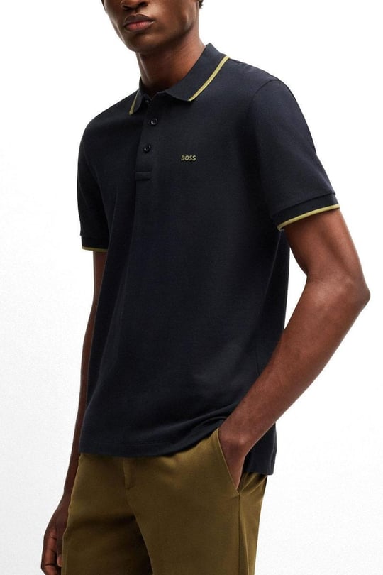 BOSS BOSS Erkek Pamuklu Polo Yakalı Düğme Kapamalı Kısa Kollu Lacivert1 Polo Yaka T-Shirt 50494697-410