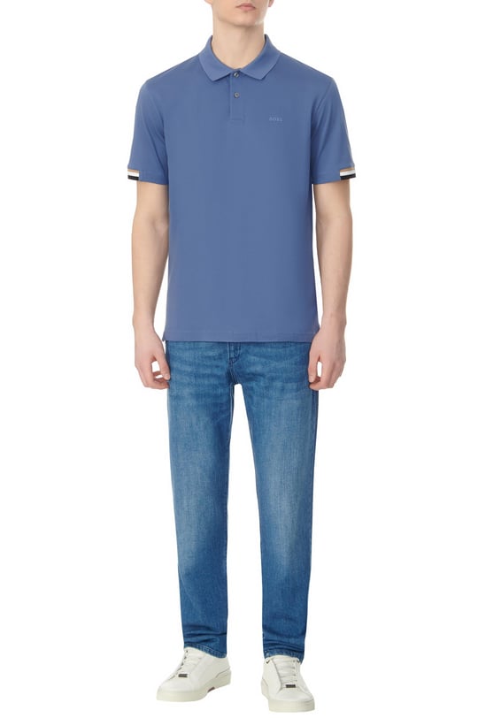 BOSS BOSS Erkek Pamuklu Polo Yakalı Düğme Kapamalı Kısa Kollu Lacivert1 Polo Yaka T-Shirt 50467113-479
