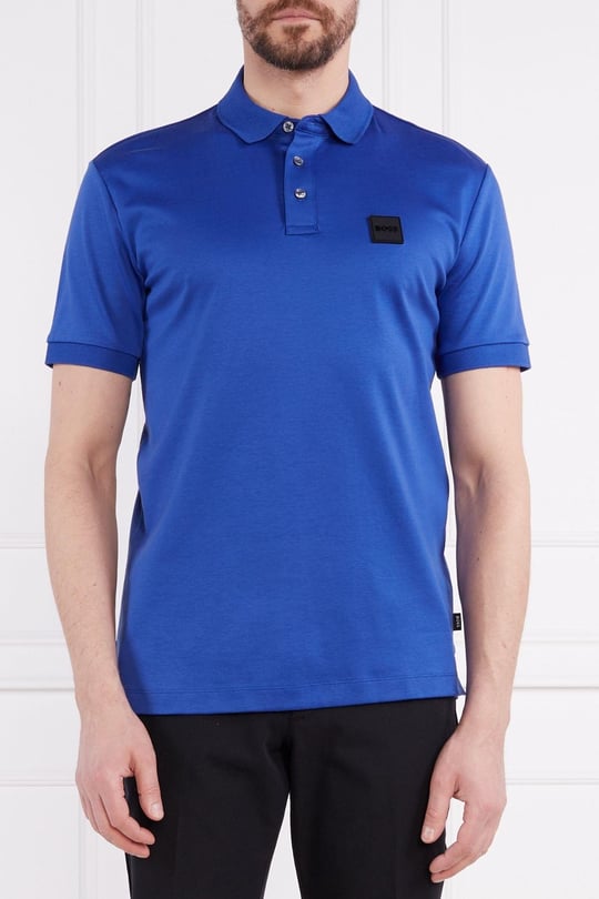 BOSS BOSS Erkek Pamuklu Polo Yakalı Düğme Kapamalı Kısa Kollu Mavi Polo Yaka T-Shirt 50486953-433
