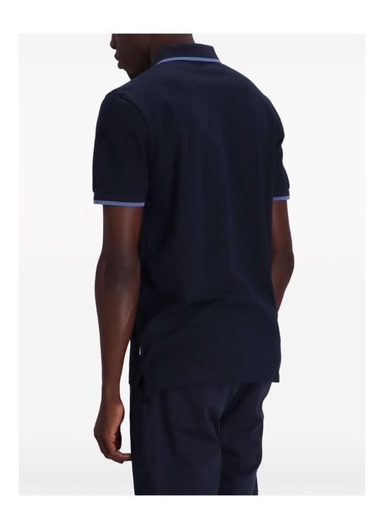 BOSS BOSS Erkek Pamuklu Polo Yakalı Düğme Kapamalı Kısa Kollu Lacivert Polo Yaka T-Shirt 50494697-406